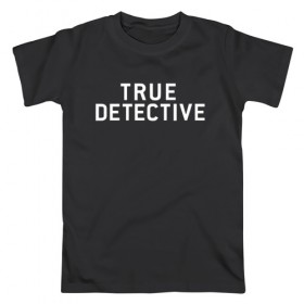 Мужская футболка хлопок с принтом Настоящий Детектив в Тюмени, 100% хлопок | прямой крой, круглый вырез горловины, длина до линии бедер, слегка спущенное плечо. | detective | logo | true | али | детектив | лого | логотип | мэттью | настоящий | сериал