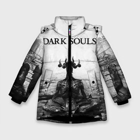 Зимняя куртка для девочек 3D с принтом Dark Souls в Тюмени, ткань верха — 100% полиэстер; подклад — 100% полиэстер, утеплитель — 100% полиэстер. | длина ниже бедра, удлиненная спинка, воротник стойка и отстегивающийся капюшон. Есть боковые карманы с листочкой на кнопках, утяжки по низу изделия и внутренний карман на молнии. 

Предусмотрены светоотражающий принт на спинке, радужный светоотражающий элемент на пуллере молнии и на резинке для утяжки. | dark souls | games | praise the sun | игры | компьютерные игры | рыцарь | тёмные души