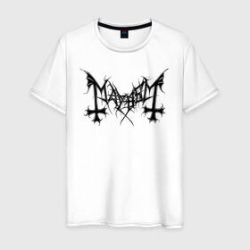 Мужская футболка хлопок с принтом Mayhem в Тюмени, 100% хлопок | прямой крой, круглый вырез горловины, длина до линии бедер, слегка спущенное плечо. | black | death | mayhem