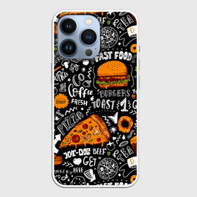 Чехол для iPhone 13 Pro с принтом Fast food в Тюмени,  |  | fast | food | hambu | булочка | бутерброды | быстрое | гамбургеры | графика | еда | зелень | иллюстрация | картинка | кунжут | мода | мясо | надпись | орнамент | питание | пицца | пончики | рисунок | свежий