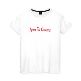 Женская футболка хлопок с принтом Alice In Chains в Тюмени, 100% хлопок | прямой крой, круглый вырез горловины, длина до линии бедер, слегка спущенное плечо | alice in chains | grunge | heavy