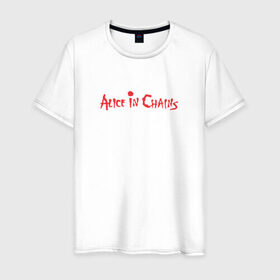 Мужская футболка хлопок с принтом Alice In Chains в Тюмени, 100% хлопок | прямой крой, круглый вырез горловины, длина до линии бедер, слегка спущенное плечо. | alice in chains | grunge | heavy