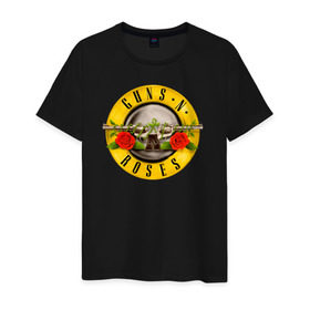 Мужская футболка хлопок с принтом Guns N` Roses в Тюмени, 100% хлопок | прямой крой, круглый вырез горловины, длина до линии бедер, слегка спущенное плечо. | guns n roses | hard rock