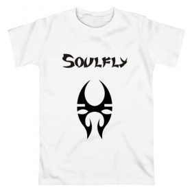 Мужская футболка хлопок с принтом Soulfly в Тюмени, 100% хлопок | прямой крой, круглый вырез горловины, длина до линии бедер, слегка спущенное плечо. | Тематика изображения на принте: groove thrash | nu | soulfly