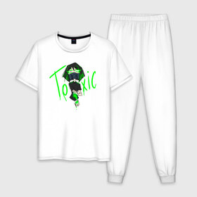Мужская пижама хлопок с принтом Toxic в Тюмени, 100% хлопок | брюки и футболка прямого кроя, без карманов, на брюках мягкая резинка на поясе и по низу штанин
 | chemical | girls
