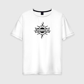 Женская футболка хлопок Oversize с принтом Godsmack в Тюмени, 100% хлопок | свободный крой, круглый ворот, спущенный рукав, длина до линии бедер
 | Тематика изображения на принте: alternative | godsmack | hard rock
