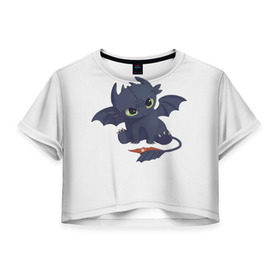 Женская футболка 3D укороченная с принтом Как приручить дракона в Тюмени, 100% полиэстер | круглая горловина, длина футболки до линии талии, рукава с отворотами | детский мультфильм | для детей | как приручить дракона | мультик | мультфильм