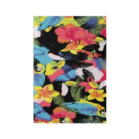 Обложка для паспорта матовая кожа с принтом ЦВЕТНАЯ ФУТБОЛКА в Тюмени, натуральная матовая кожа | размер 19,3 х 13,7 см; прозрачные пластиковые крепления | попугай | цветная | цветы