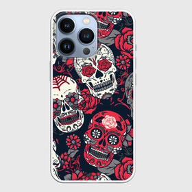 Чехол для iPhone 13 Pro с принтом Мексиканские черепа в Тюмени,  |  | графика | день мертвых | знак | иллюстрация | искусство | картинка | мексика | мексиканские | мода | национальный | орнамент | паутина | поминки | праздник | рисунок | розы | ромашки | символ | стиль
