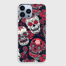 Чехол для iPhone 13 Pro Max с принтом Мексиканские черепа в Тюмени,  |  | графика | день мертвых | знак | иллюстрация | искусство | картинка | мексика | мексиканские | мода | национальный | орнамент | паутина | поминки | праздник | рисунок | розы | ромашки | символ | стиль