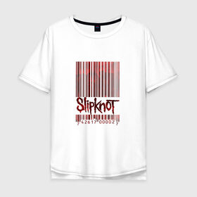 Мужская футболка хлопок Oversize с принтом Slipknot в Тюмени, 100% хлопок | свободный крой, круглый ворот, “спинка” длиннее передней части | code | metal | music | rock | штрих | штрихкод