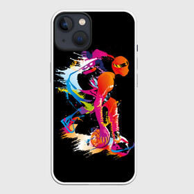 Чехол для iPhone 13 с принтом Баскетбол в Тюмени,  |  | абстракция | баскетбол | бежит | белые | болельщик | игра | игрок | иллюстрация | коллаж | красные | кроссовки | мода | мяч | путешествие | радуга | серые | сила | скорость | спектр | спорт | спортсмен
