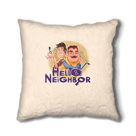 Подушка 3D с принтом Hello Neighbor в Тюмени, наволочка – 100% полиэстер, наполнитель – холлофайбер (легкий наполнитель, не вызывает аллергию). | состоит из подушки и наволочки. Наволочка на молнии, легко снимается для стирки | hello | horror | neighbor | survival | дом | нейбор | паркура | привет | сосед | стратегия | хеллоу