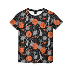 Женская футболка 3D с принтом Basketball в Тюмени, 100% полиэфир ( синтетическое хлопкоподобное полотно) | прямой крой, круглый вырез горловины, длина до линии бедер | basket | basketball | баскетбол | баскетбольные | болельщик | бросок | брызги | графика | иллюстрация | капли | картинка | кляксы | кольцо | мода | мячи | надпись | прыжок | рисунок | сетка | сила | скорость