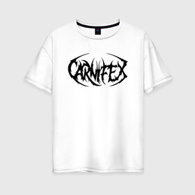 Женская футболка хлопок Oversize с принтом Carnifex в Тюмени, 100% хлопок | свободный крой, круглый ворот, спущенный рукав, длина до линии бедер
 | Тематика изображения на принте: carnifex | deathcore