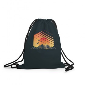 Рюкзак-мешок 3D с принтом Заход Солнца в Тюмени, 100% полиэстер | плотность ткани — 200 г/м2, размер — 35 х 45 см; лямки — толстые шнурки, застежка на шнуровке, без карманов и подкладки | camping | mountains | sunset | восход | горы | заход | приключение | птицы | путешествие | солнце | туризм