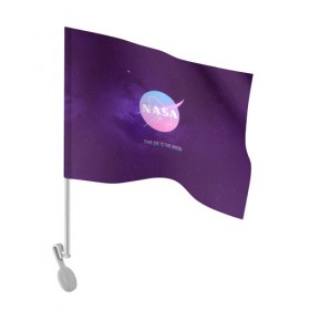 Флаг для автомобиля с принтом NASA. Take me to the Moon в Тюмени, 100% полиэстер | Размер: 30*21 см | administration | aeronautics | brand | logo | nasa | national | oldschool | space | usa | исследование | космос | лого | наса | национальное | олдскул | сша | управление