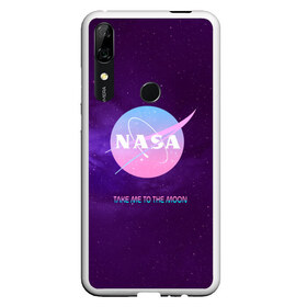 Чехол для Honor P Smart Z с принтом NASA Take me to the Moon в Тюмени, Силикон | Область печати: задняя сторона чехла, без боковых панелей | administration | aeronautics | brand | logo | nasa | national | oldschool | space | usa | исследование | космос | лого | наса | национальное | олдскул | сша | управление