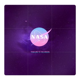 Магнитный плакат 3Х3 с принтом NASA. Take me to the Moon в Тюмени, Полимерный материал с магнитным слоем | 9 деталей размером 9*9 см | administration | aeronautics | brand | logo | nasa | national | oldschool | space | usa | исследование | космос | лого | наса | национальное | олдскул | сша | управление