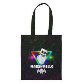 Сумка 3D повседневная с принтом Marshmello в Тюмени, 100% полиэстер | Плотность: 200 г/м2; Размер: 34×35 см; Высота лямок: 30 см | christopher | comstock | dj | dotcom | friends | marshmallow | marshmello | usa | диджей | друзья | комсток | крис | маршмэллоу | продюсер | сша