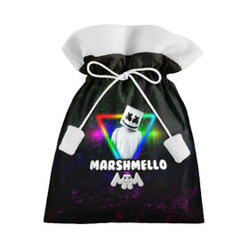 Подарочный 3D мешок с принтом Marshmello в Тюмени, 100% полиэстер | Размер: 29*39 см | Тематика изображения на принте: christopher | comstock | dj | dotcom | friends | marshmallow | marshmello | usa | диджей | друзья | комсток | крис | маршмэллоу | продюсер | сша