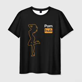 Мужская футболка 3D с принтом Pornhub (neon girl) в Тюмени, 100% полиэфир | прямой крой, круглый вырез горловины, длина до линии бедер | Тематика изображения на принте: brazzers | видео | девушка | любовь | неон | свечение | силуэт | фигура | хаб | чувства