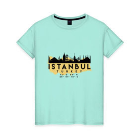 Женская футболка хлопок с принтом Стамбул - Турция в Тюмени, 100% хлопок | прямой крой, круглый вырез горловины, длина до линии бедер, слегка спущенное плечо | adventure | city | travel | turkey | world | город | государство | европа | жизнь | карта | культура | люди | мир | народ | памятни | партиот | планета | приключение | путешествие | спорт | ссср | стамбул | столица | страна