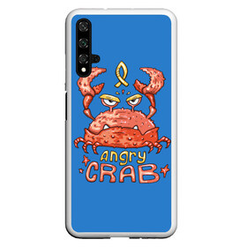 Чехол для Honor 20 с принтом Hungry crab в Тюмени, Силикон | Область печати: задняя сторона чехла, без боковых панелей | Тематика изображения на принте: angry | crab | gloomy | hungry | ocean | red | sea | sign | stars | water | вода | голодный | графика | детский | звезды | злой | знак | иллюстрация | картинка | краб | красный | мода | море | морские | надпись | океан | рисунок | рыба