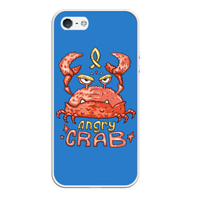 Чехол для iPhone 5/5S матовый с принтом Hungry crab в Тюмени, Силикон | Область печати: задняя сторона чехла, без боковых панелей | Тематика изображения на принте: angry | crab | gloomy | hungry | ocean | red | sea | sign | stars | water | вода | голодный | графика | детский | звезды | злой | знак | иллюстрация | картинка | краб | красный | мода | море | морские | надпись | океан | рисунок | рыба