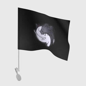 Флаг для автомобиля с принтом Night Fury в Тюмени, 100% полиэстер | Размер: 30*21 см | how to train your dragon | night fury | беззубик | дракон | инь янь | как приручить дракона | ночная фурия