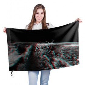 Флаг 3D с принтом NASA в Тюмени, 100% полиэстер | плотность ткани — 95 г/м2, размер — 67 х 109 см. Принт наносится с одной стороны | 
