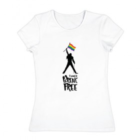 Женская футболка хлопок с принтом I Want To Break Free в Тюмени, 100% хлопок | прямой крой, круглый вырез горловины, длина до линии бедер, слегка спущенное плечо | 