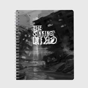 Тетрадь с принтом The Sinking City в Тюмени, 100% бумага | 48 листов, плотность листов — 60 г/м2, плотность картонной обложки — 250 г/м2. Листы скреплены сбоку удобной пружинной спиралью. Уголки страниц и обложки скругленные. Цвет линий — светло-серый
 | 2019 | frogwares | game | logo | sinking | the sinking city | wallpeper | игра | ктулху | лавкрафт | тонущий город