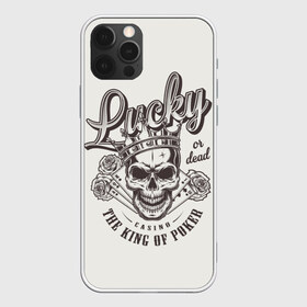 Чехол для iPhone 12 Pro Max с принтом lucky or dead the king of poke в Тюмени, Силикон |  | Тематика изображения на принте: casino | death | happy | king | luck | or | графика | игра | или | иллюстрация | казино | картёжник | картинка | карты | король | корона | масть | мода | надпись | пики | покер | рисунок | розы | рулетка | светлый | стиль