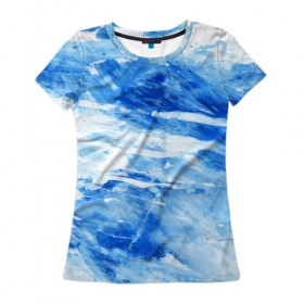 Женская футболка 3D с принтом Вода акварель в Тюмени, 100% полиэфир ( синтетическое хлопкоподобное полотно) | прямой крой, круглый вырез горловины, длина до линии бедер | 23 | 8 | абстракция | акварель | белый | вип | дизайн | коньки | красота | лед | мода | море | новинка | новый год | подарок | синий | снег | стритвир | топ | тренд | холод | художник