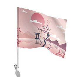 Флаг для автомобиля с принтом Японский мотив в Тюмени, 100% полиэстер | Размер: 30*21 см | 23 | 8 | азия | вип | вишня | горы | дерево | дизайн | мода | небо | новинка | новый год | подарок | сакура | солнце | стритвир | топ | тренд | цветок | япония