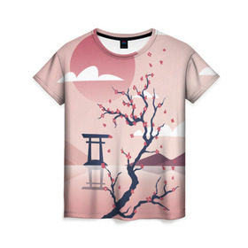 Женская футболка 3D с принтом Японский мотив в Тюмени, 100% полиэфир ( синтетическое хлопкоподобное полотно) | прямой крой, круглый вырез горловины, длина до линии бедер | 23 | 8 | азия | вип | вишня | горы | дерево | дизайн | мода | небо | новинка | новый год | подарок | сакура | солнце | стритвир | топ | тренд | цветок | япония