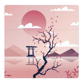 Магнитный плакат 3Х3 с принтом Японский мотив в Тюмени, Полимерный материал с магнитным слоем | 9 деталей размером 9*9 см | 23 | 8 | азия | вип | вишня | горы | дерево | дизайн | мода | небо | новинка | новый год | подарок | сакура | солнце | стритвир | топ | тренд | цветок | япония