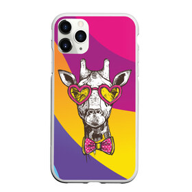 Чехол для iPhone 11 Pro Max матовый с принтом Праздничный жираф в Тюмени, Силикон |  | Тематика изображения на принте: бабочка | животное | жираф | модный | очки | праздничный | рожки | сердечки | хипстер | шея