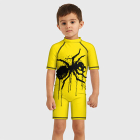 Детский купальный костюм 3D с принтом The Prodigy в Тюмени, Полиэстер 85%, Спандекс 15% | застежка на молнии на спине | 90 е | the prodigy | кит флинт | музыка | муравей | панк | рок | техно | электро