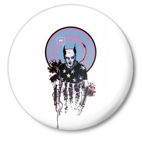Значок с принтом The Prodigy в Тюмени,  металл | круглая форма, металлическая застежка в виде булавки | 90 е | the prodigy | кит флинт | музыка | панк | рок | техно | электро