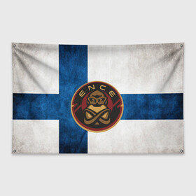 Флаг-баннер с принтом ENCE Finland в Тюмени, 100% полиэстер | размер 67 х 109 см, плотность ткани — 95 г/м2; по краям флага есть четыре люверса для крепления | cs:go | cybersport | киберспорт | турнир | финляндия | фины