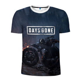 Мужская футболка 3D спортивная с принтом Days Gone в Тюмени, 100% полиэстер с улучшенными характеристиками | приталенный силуэт, круглая горловина, широкие плечи, сужается к линии бедра | 2019 | days gone | game | poster | ps4 | zombie | жизнь после | зомби | игра