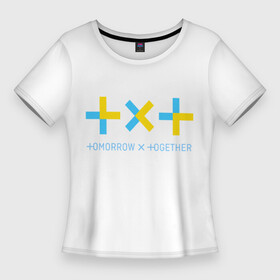 Женская футболка 3D Slim с принтом TOMORROW X TOGETHER   TXT в Тюмени,  |  | bighit | blackpink | bts | girls’ generation | got7 | k pop | kpop | super junior | tomorrow x together | txt | к поп | кейпоп | корейская группа | корейская музыка