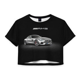 Женская футболка 3D укороченная с принтом Mercedes V8 Biturbo AMG в Тюмени, 100% полиэстер | круглая горловина, длина футболки до линии талии, рукава с отворотами | amg | cool | design | mercedes | mercedes benz | motorsport | power | prestige | race | silver | sport car | status | автоспорт | гонка | дизайн | круто | мерседес | мощь | престиж | серебряный | спорткар | статус