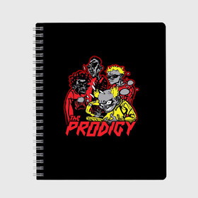 Тетрадь с принтом The Prodigy в Тюмени, 100% бумага | 48 листов, плотность листов — 60 г/м2, плотность картонной обложки — 250 г/м2. Листы скреплены сбоку удобной пружинной спиралью. Уголки страниц и обложки скругленные. Цвет линий — светло-серый
 | prodigy | the | бигбит | брейкбит | дарование | кит флинт | максим реалити | продиджи | синтипанк | техно | чудо