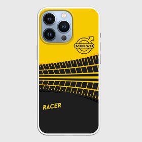 Чехол для iPhone 13 Pro с принтом Volvo в Тюмени,  |  | Тематика изображения на принте: racer | volvo | авто | автолюбитель вольво | гонщик | желто черная | колесо | машина | след | шина
