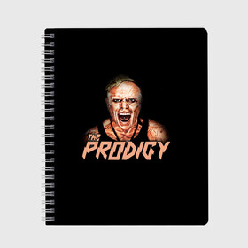 Тетрадь с принтом The Prodigy в Тюмени, 100% бумага | 48 листов, плотность листов — 60 г/м2, плотность картонной обложки — 250 г/м2. Листы скреплены сбоку удобной пружинной спиралью. Уголки страниц и обложки скругленные. Цвет линий — светло-серый
 | prodigy | the | бигбит | брейкбит | дарование | кит флинт | максим реалити | продиджи | синтипанк | техно | чудо