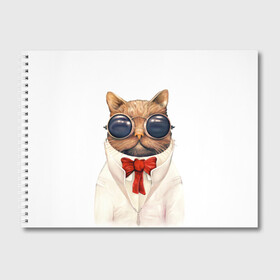 Альбом для рисования с принтом Кот в Тюмени, 100% бумага
 | матовая бумага, плотность 200 мг. | Тематика изображения на принте: бабочка | в очках | киса | киска | костюм | котейка | котенок | котэ | котя | кошка | крутой | модный | стиль | ученый