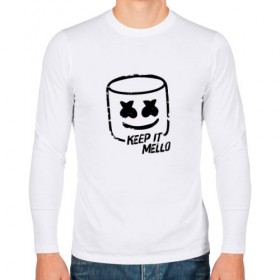 Мужской лонгслив хлопок с принтом Keep It Mello в Тюмени, 100% хлопок |  | Тематика изображения на принте: marshmallow | marshmello | диджей | маршмэллоу | музыка